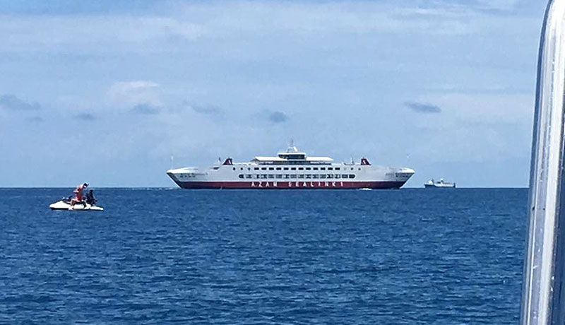 BGP Explorer in background together with AZAM Sealink Passenger Ferry enroute to Pemba and tourism jetski in forground