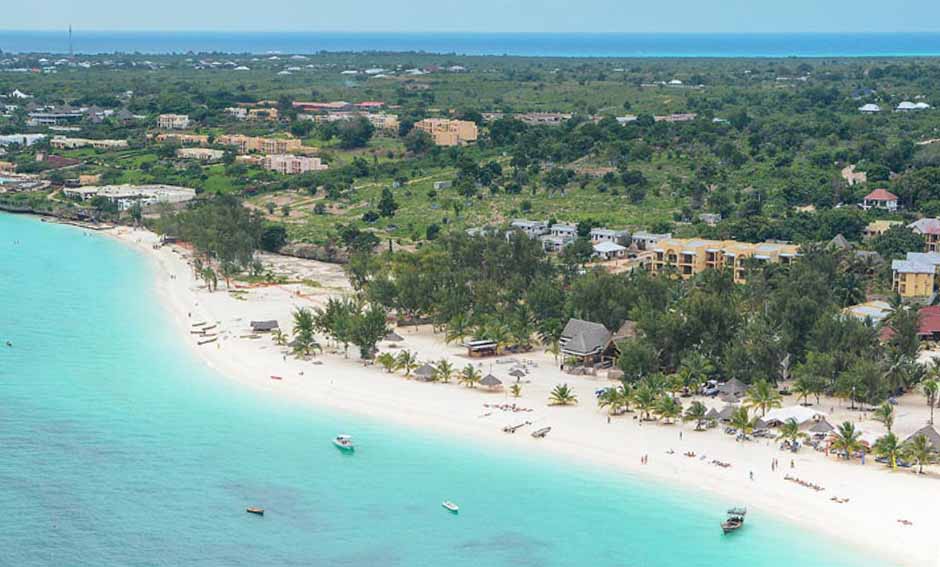 View of Sunset Kendwa resort from a drone